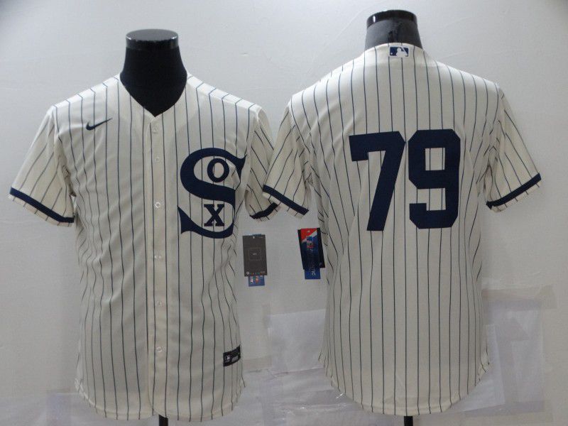 Men Chicago White Sox #79 No name Cream stripe Game Nike 2021 MLB Jersey